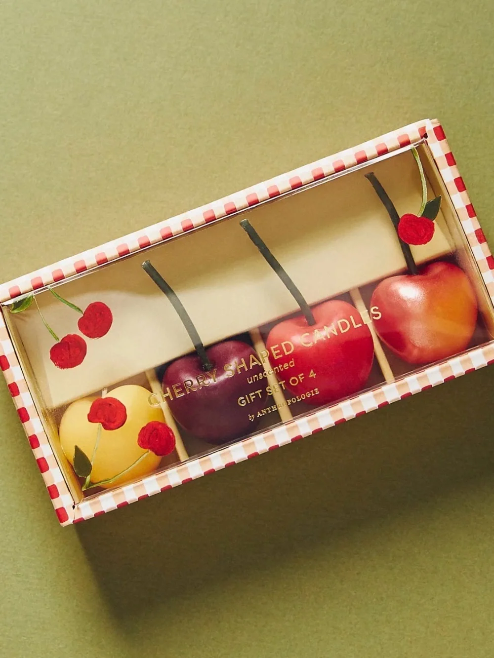 NEW Anthropologie Cherry Shaped Wax Decorative Candles, Set of 4 🍒